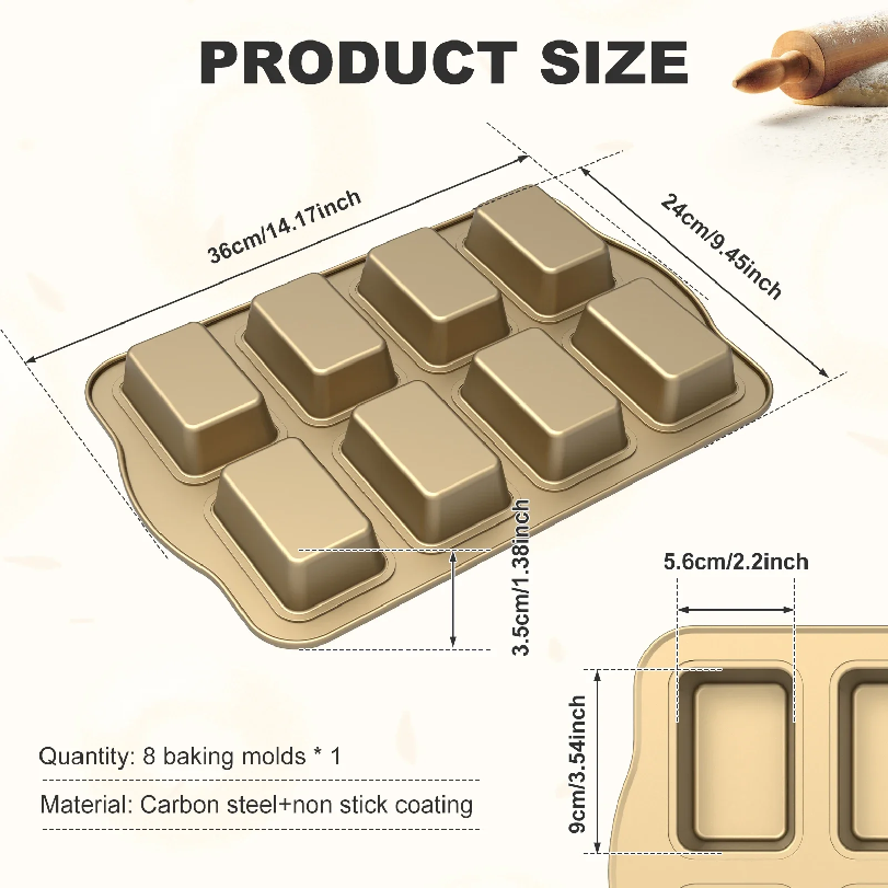 Non Stick Cupcake Cake Pans 8  - Tray Mold Rectangle 评论和价格