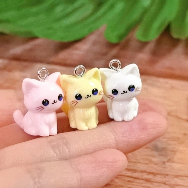 10pcs 3D Kawaii Happy Cat Resi - Resin Art Earrings 评论和价格