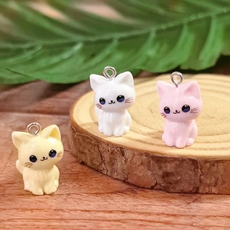 10pcs 3D Kawaii Happy Cat Resi - Resin Art Earrings 评论和价格