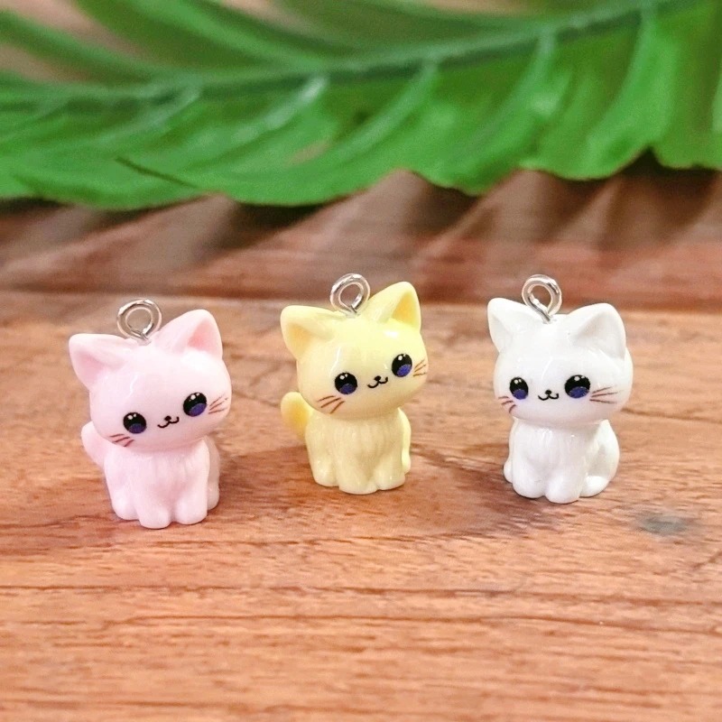 10pcs 3D Kawaii Happy Cat Resi - Resin Art Earrings 评论和价格