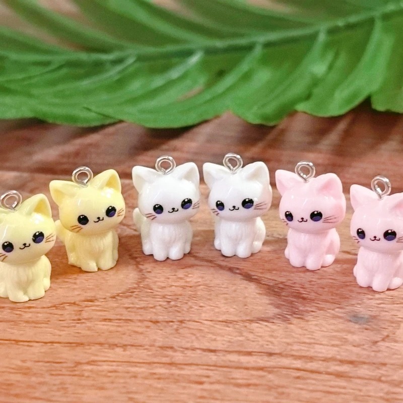 10pcs 3D Kawaii Happy Cat Resi - Resin Art Earrings 评论和价格