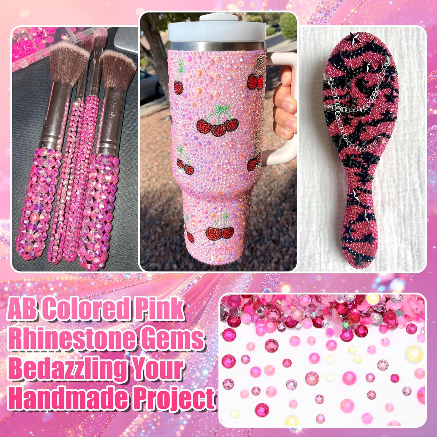 PINK Flatback Resin Rhinestone - Resin Art Quantity 评论和价格