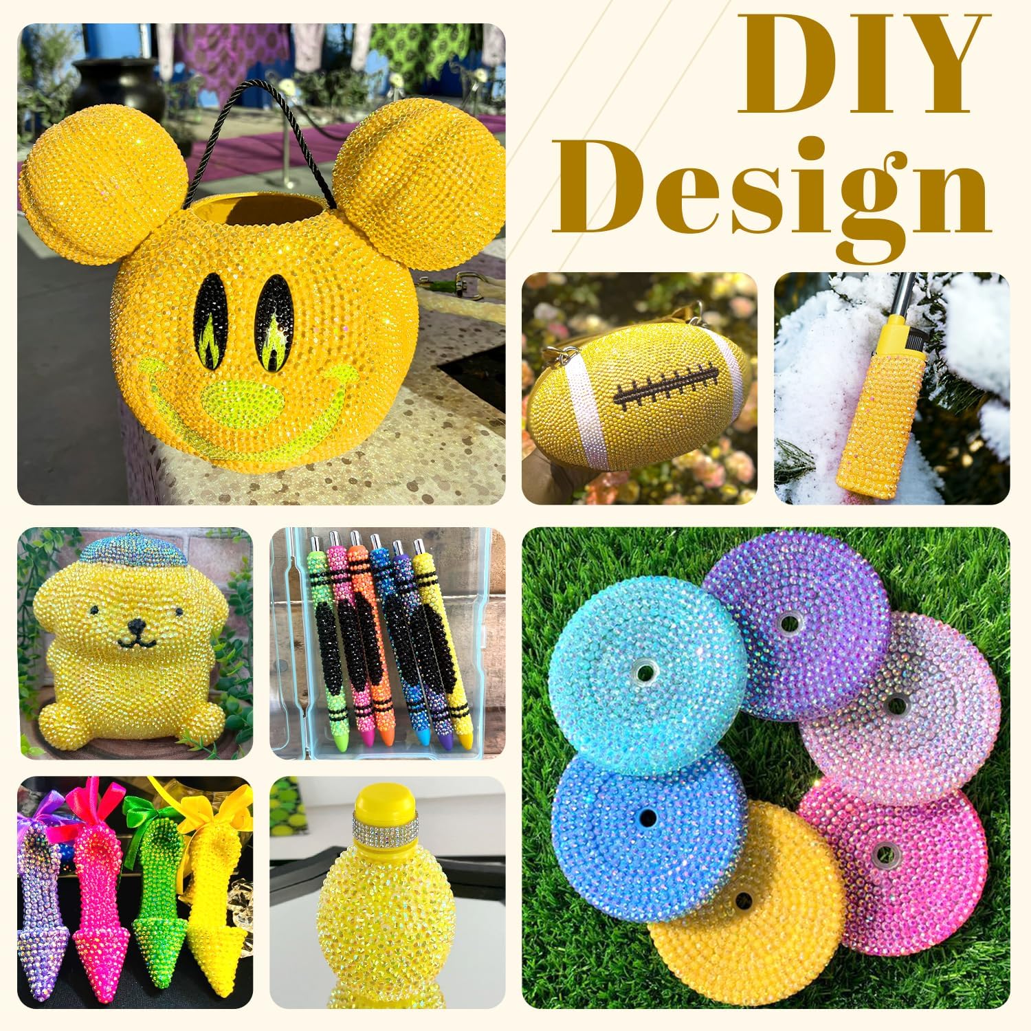Lemon Yellow Resin Rhinestones - Resin Art Quantity 评论和价格