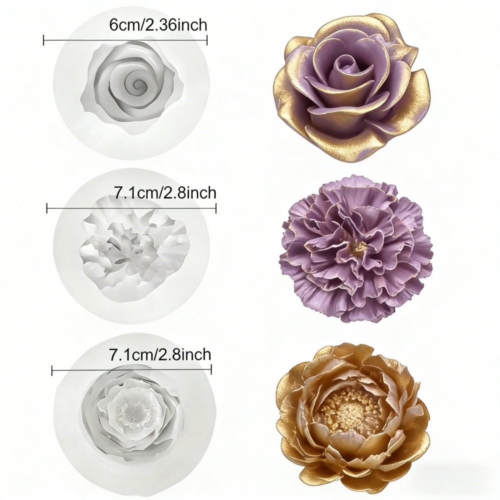 3-Piece Silicone Molds for Ros - Resin Art Design For Wedding 评论和价格