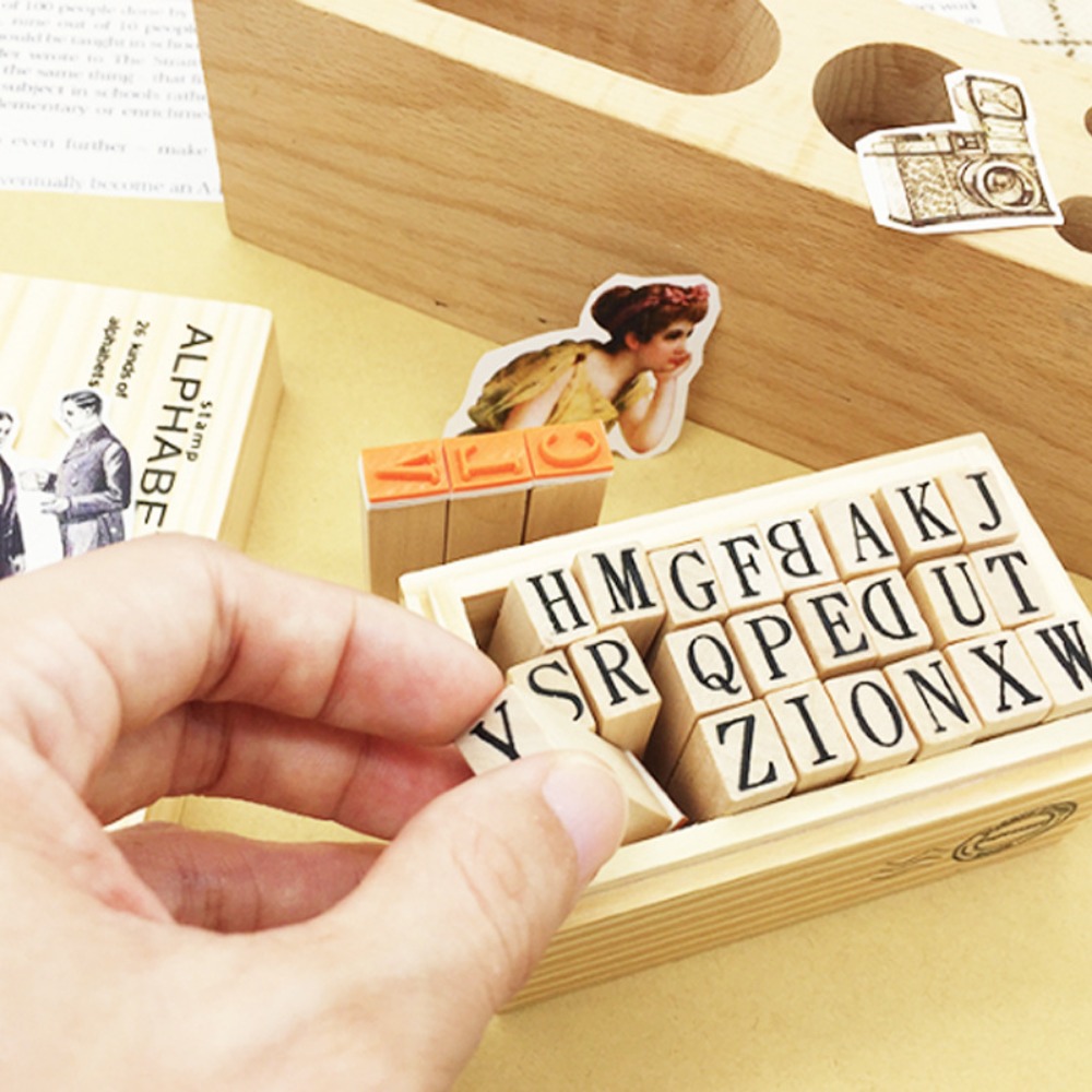 Wooden Alphabet & Number Stamp - Resin Art Logo 评论和价格