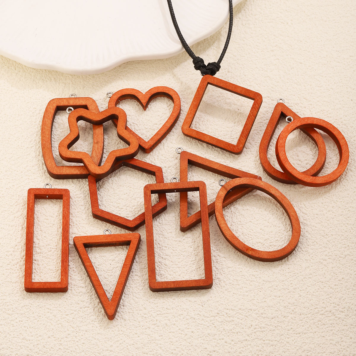 10PCS Triangle Rectangle Wood  - Resin Art Earrings 评论和价格