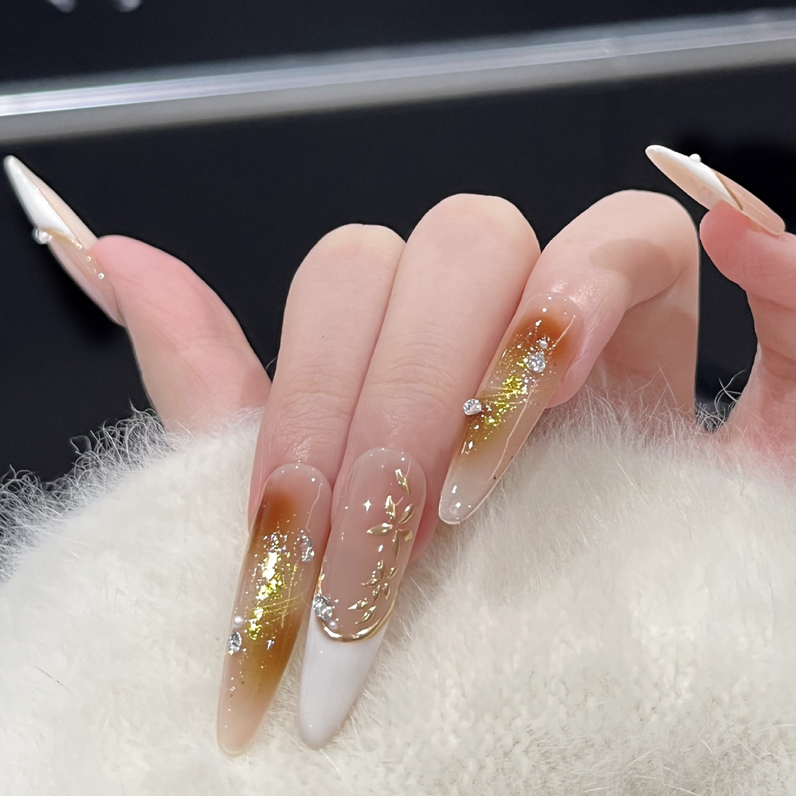 10pcs Cat Eye Print French Nai - Resin Art Design For Wedding 评论和价格