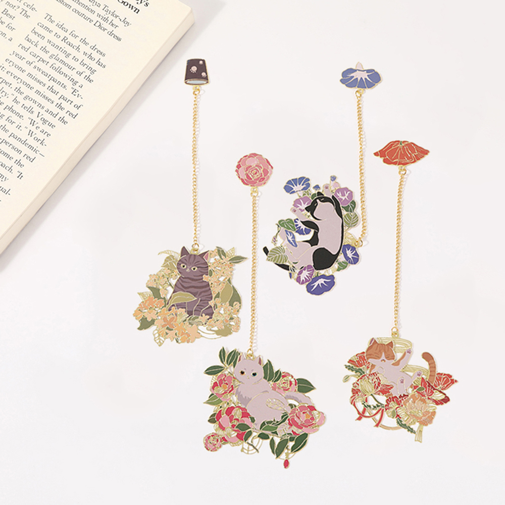1PC Flower Cat Bookmark Metal  - Resin Art Bookmark 评论和价格