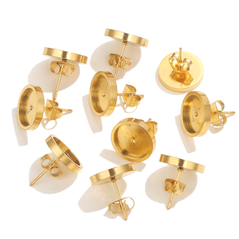 10pcs Stainless Steel Gold Ear - Resin Art Earrings 评论和价格