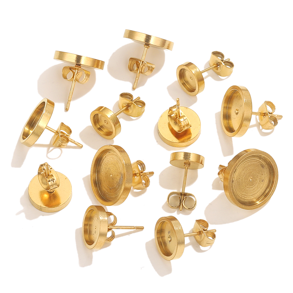 10pcs Stainless Steel Gold Ear - Resin Art Earrings 评论和价格