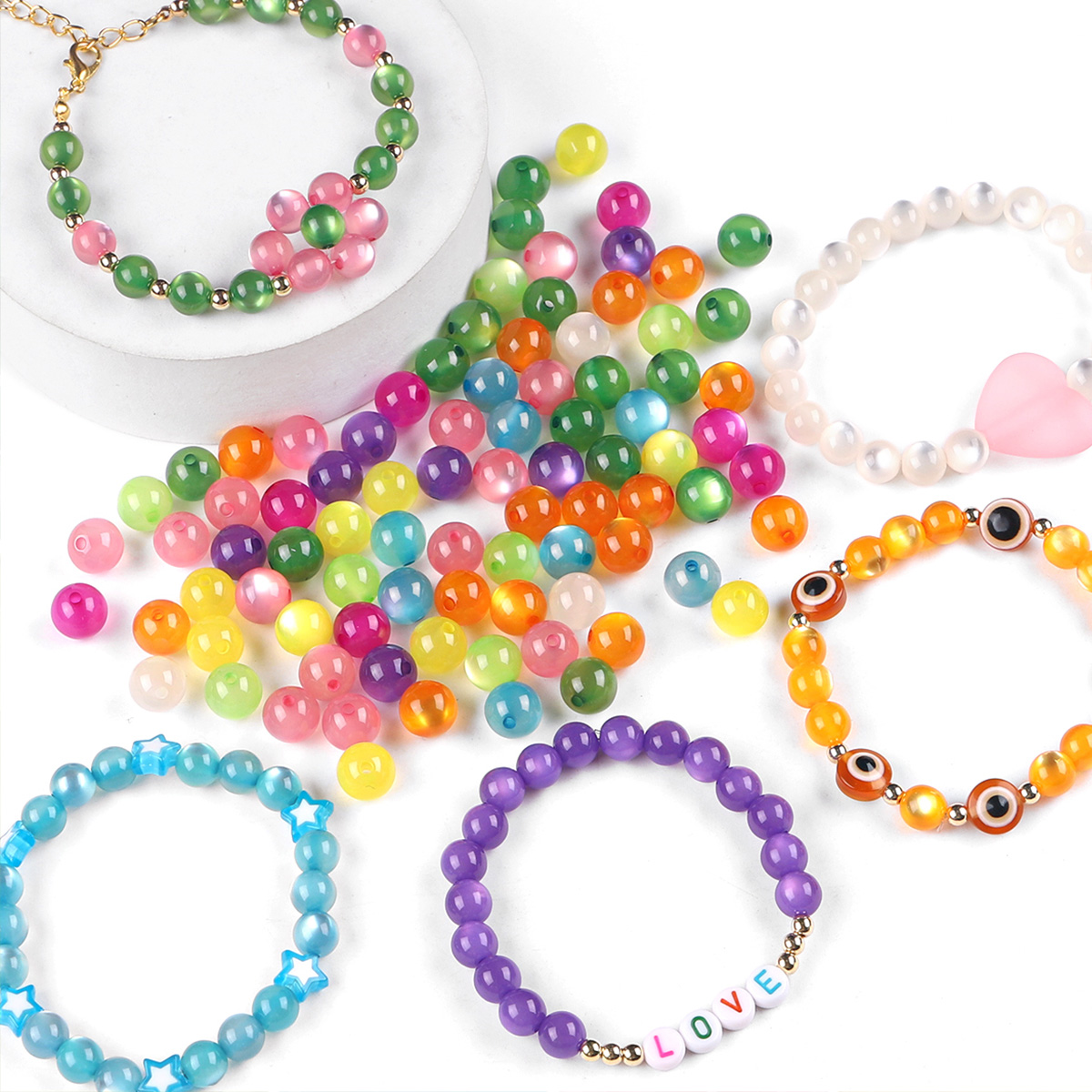 100pcs 6/8mm Resin Imitation C - Resin Art Earrings 评论和价格